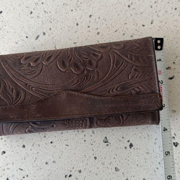 Gorgeous Embossed Brown Leather Wallet Western Cowgirl Made in Mexico NWOT - Picture 6 of 12